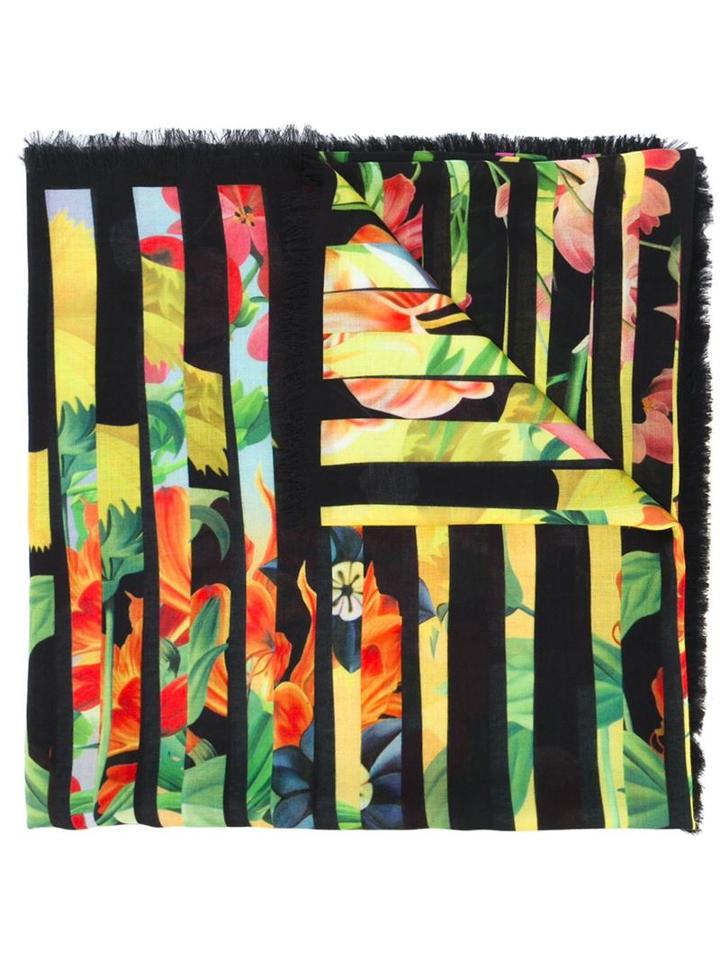 Mary Katrantzou Striped Floral Print Scarf