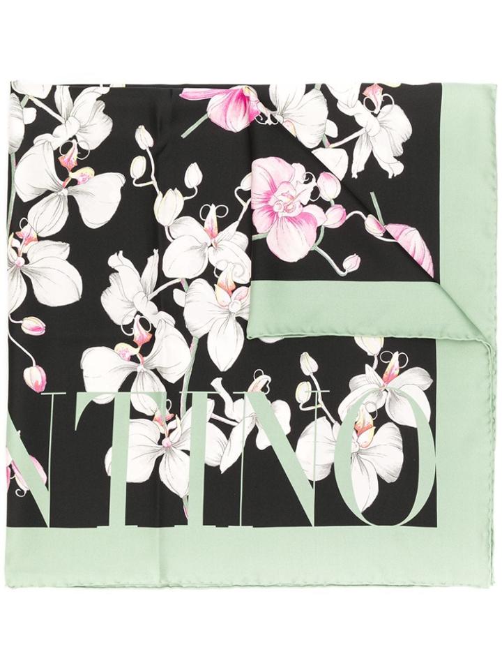 Valentino Orchid Print Foulard - Black