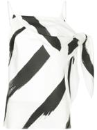 Christopher Esber Painterly Stripe Drape Detail Spaghetti Top - White