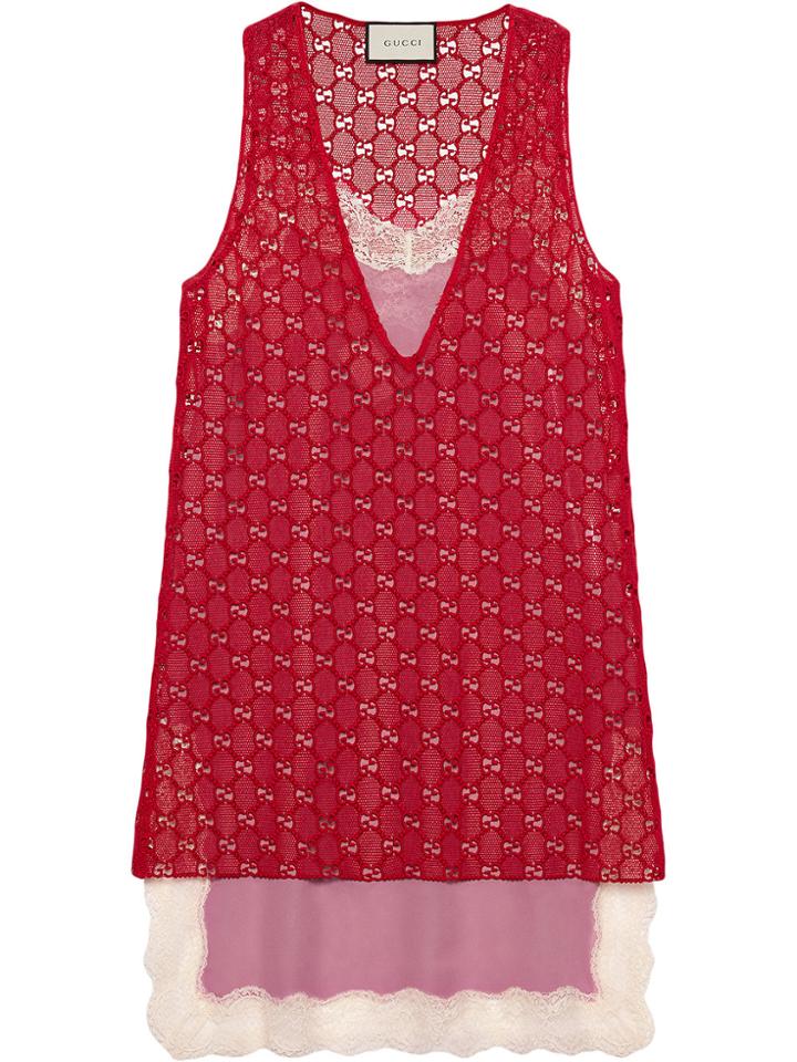 Gucci Gg Macramé Top - Red