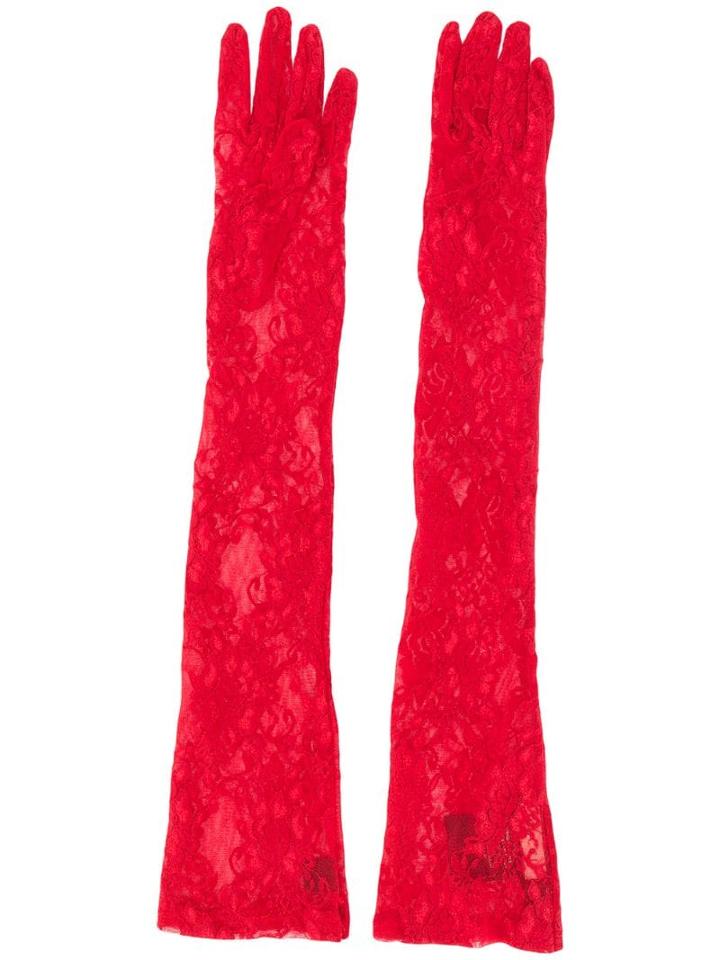 Gucci Floral Tulle Gloves - Red