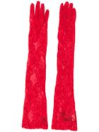 Gucci Floral Tulle Gloves - Red