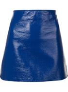 Courrèges Vinyl Effect Skirt, Women's, Size: 36, Blue, Cotton/polyurethane
