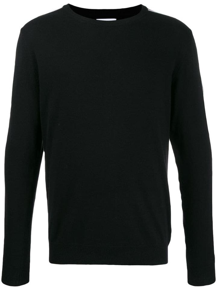 Les Hommes Urban Striped Sleeve Jumper - Black