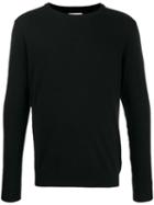 Les Hommes Urban Striped Sleeve Jumper - Black