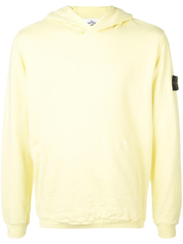 Stone Island Logo Pull-over Hoodie - Yellow