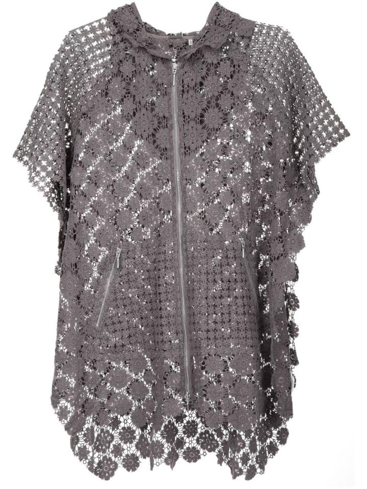 Elie Tahari Crochet Short Sleeved Hooded Jacket
