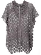 Elie Tahari Crochet Short Sleeved Hooded Jacket