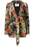 Blugirl Floral Belted Fitted Jacket - Multicolour