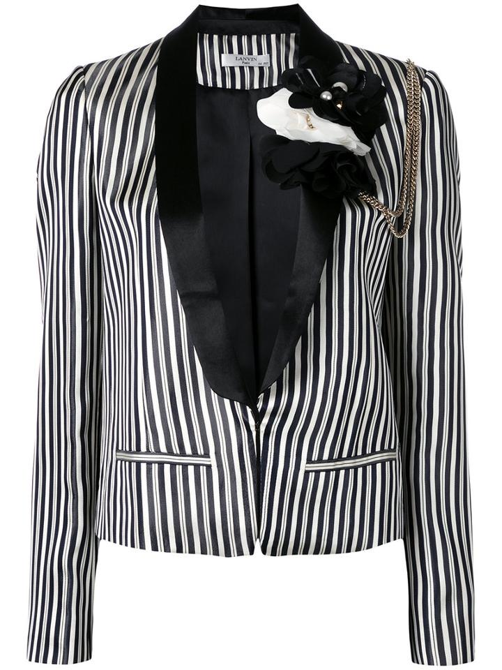 Lanvin - Chain And Flower Blazer - Women - Acetate/cupro/viscose - 40, Blue, Acetate/cupro/viscose
