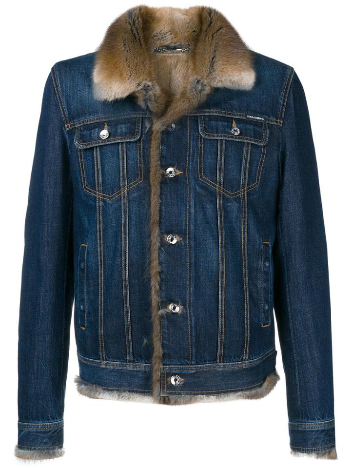 Dolce & Gabbana Fur Lined Denim Jacket - Blue
