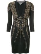 Just Cavalli Embellished Plunge Neck Dress - Black