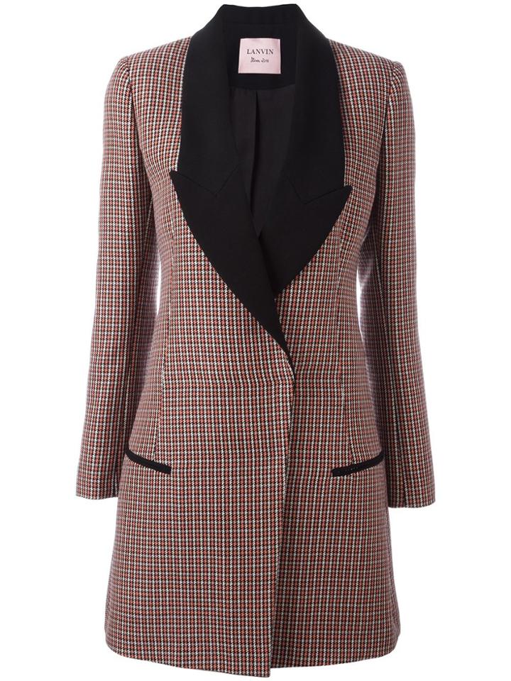 Lanvin Houndstooth Patterned Coat - Pink & Purple