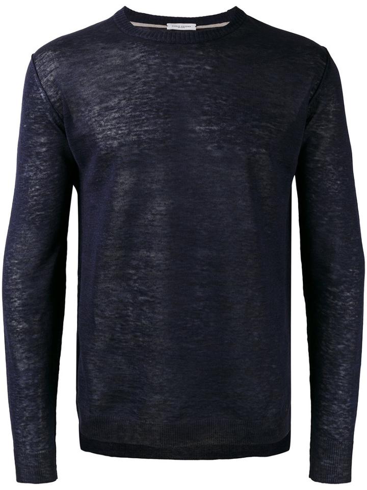 Paolo Pecora Crew Neck Jumper, Men's, Size: Xxl, Blue, Linen/flax