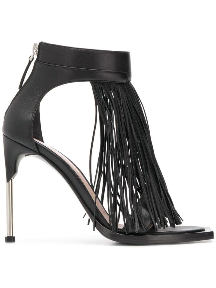 Alexander Mcqueen Fringed Sandals - Black