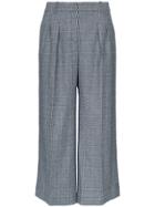 Erdem Checked Hillary Cropped Pleated Trousers - Blue