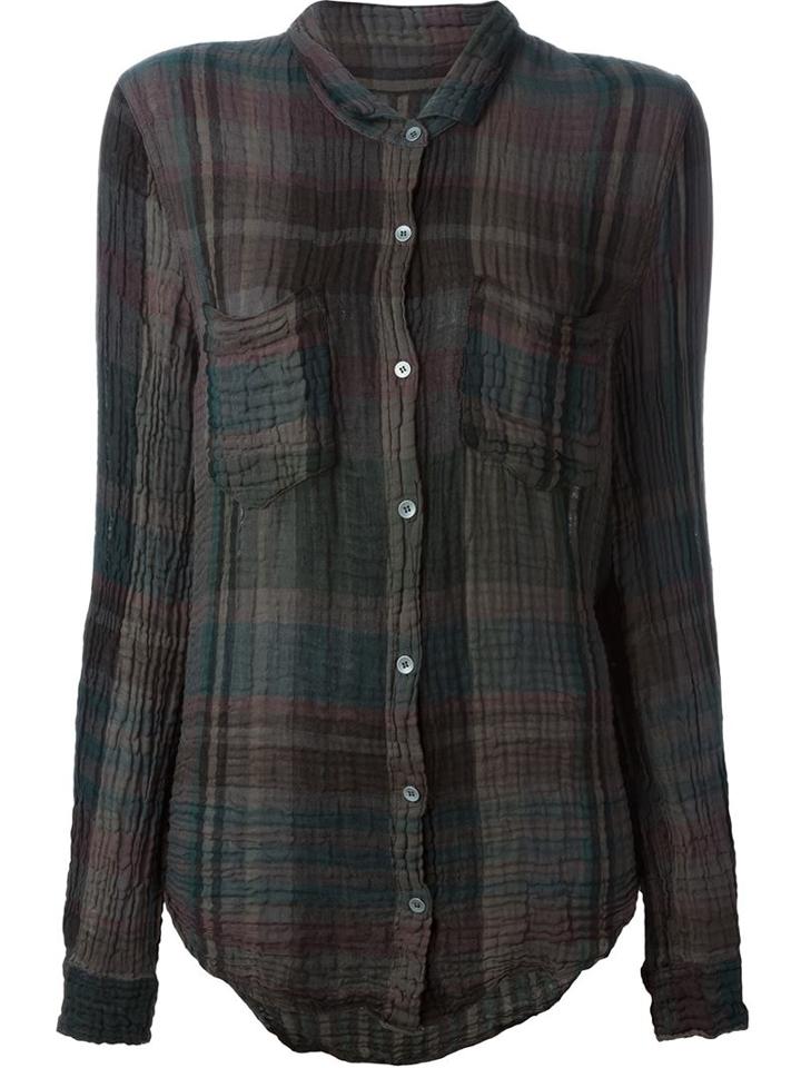 Raquel Allegra Creased Checked Shirt, Women's, Size: 3, Brown, Cotton