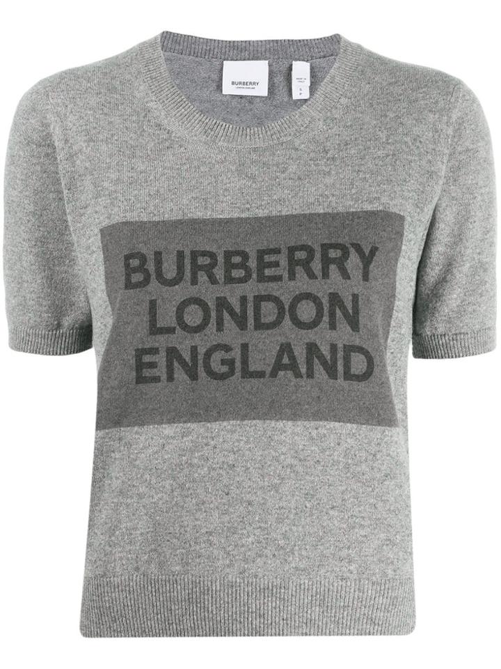 Burberry Cashmere Logo Detail Top - Grey