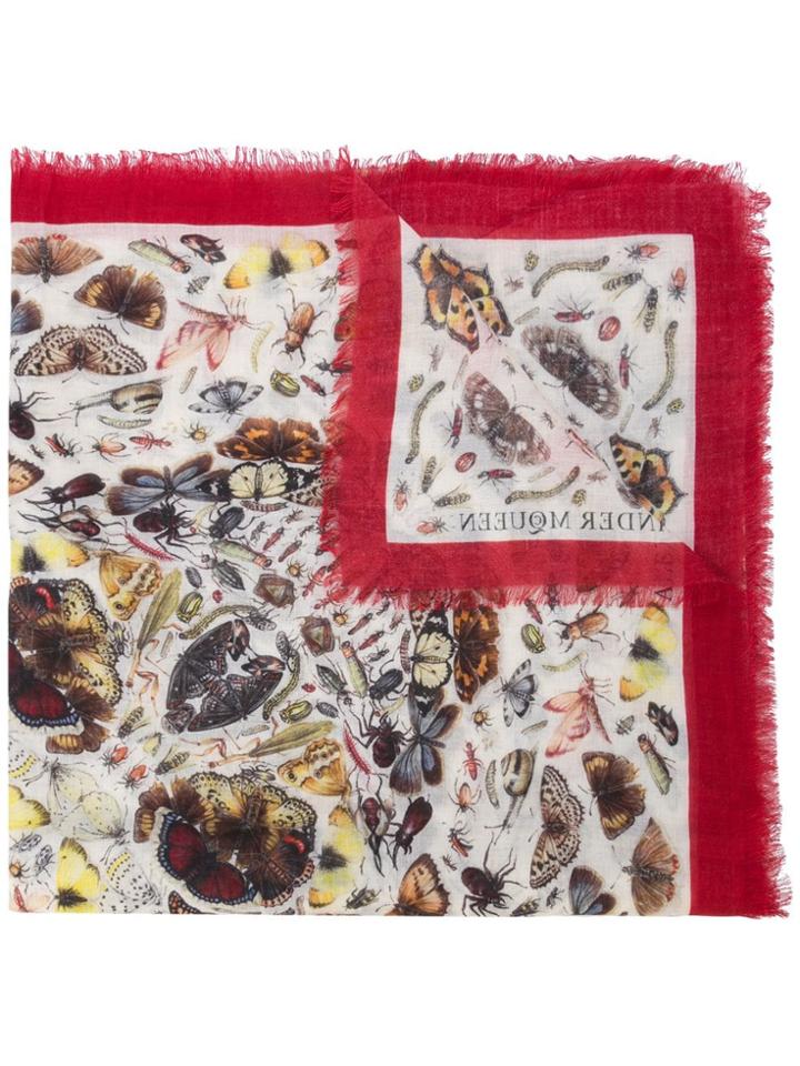 Alexander Mcqueen Insects Scarf - White
