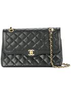 Chanel Vintage Cc Logo Double-flap Chain Shoulder Bag - Black