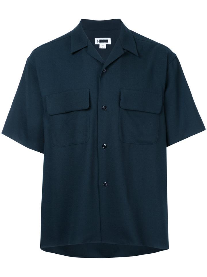 H Beauty & Youth - Chest Pockets Shortsleeved Shirt - Men - Wool - M, Black, Wool