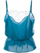 Fleur Du Mal Rose Lace Cami, Women's, Size: Small, Blue, Silk/polyamide