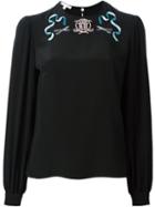 Olympia Le-tan Embellished Neck Blouse, Women's, Size: 36, Black, Silk/glass