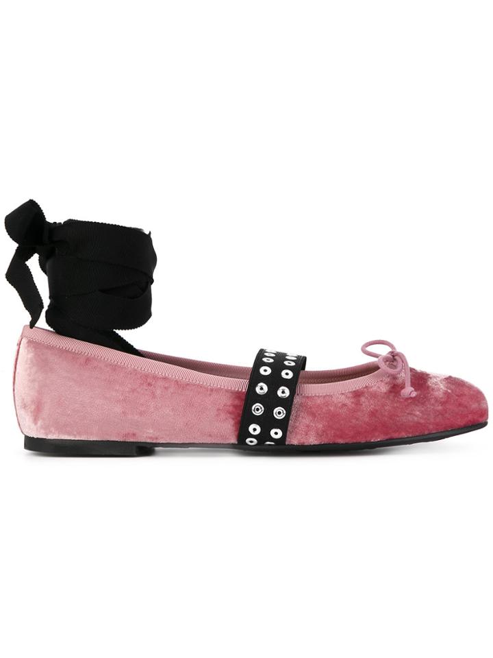 Pretty Ballerinas Ankle Lace Ballerinas - Pink & Purple
