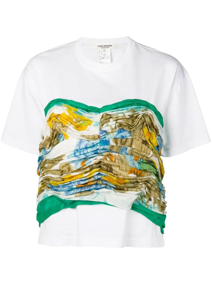 Junya Watanabe Gathered Printed Panel T-shirt - White