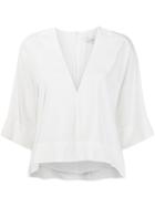 Tibi V-neck Blouse, Women's, Size: Large, White, Silk