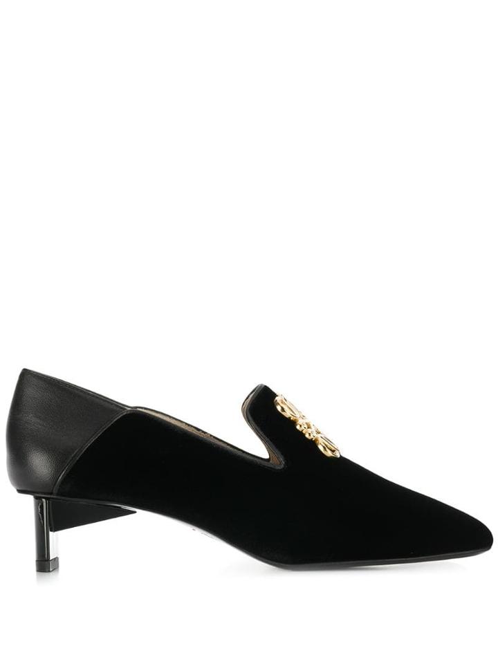 Loewe Velvet Heeled Loafers - Black