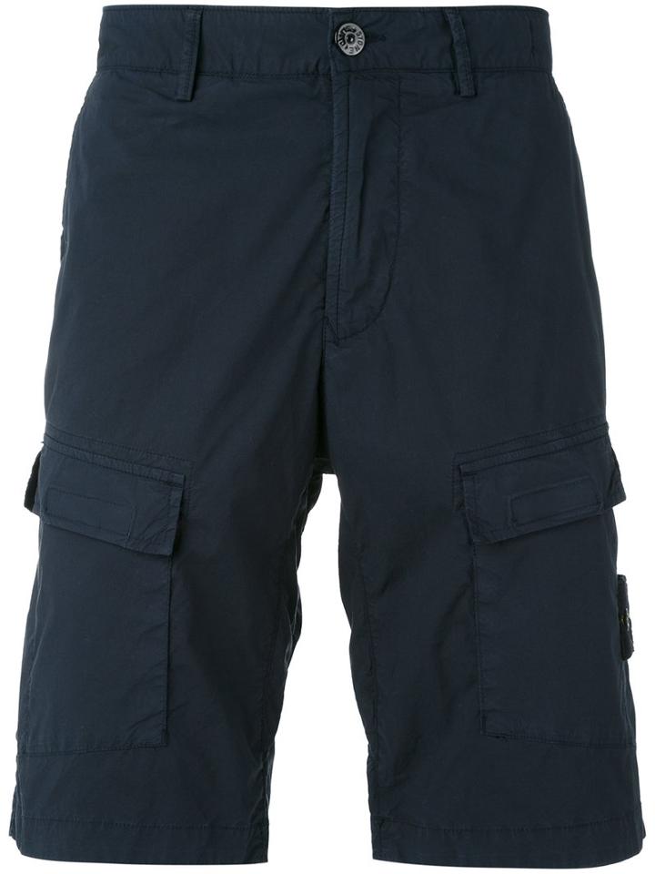 Stone Island - Logo Patch Cargo Shorts - Men - Cotton/spandex/elastane - 30, Blue, Cotton/spandex/elastane