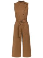 Andrea Marques Belted Cropped Jumpsuit - Brown
