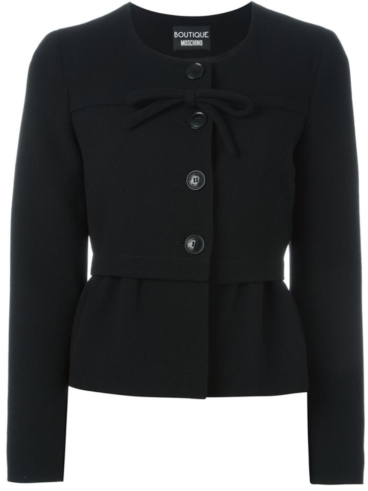 Boutique Moschino Front Bow Peplum Jacket - Black
