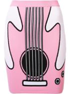 Jeremy Scott Guitar Print Midi Skirt, Women's, Size: 38, Pink/purple, Polyamide/rayon