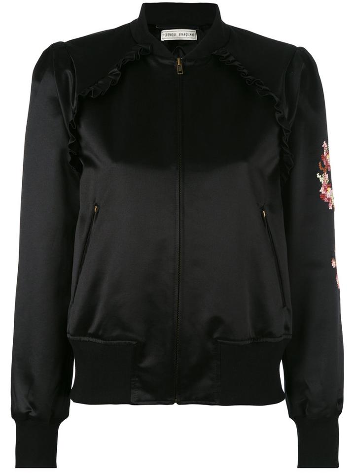 Veronique Branquinho - Floral Embroidered Bomber Jacket - Women - Silk/cotton - 42, Black, Silk/cotton
