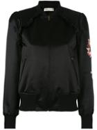 Veronique Branquinho - Floral Embroidered Bomber Jacket - Women - Silk/cotton - 42, Black, Silk/cotton