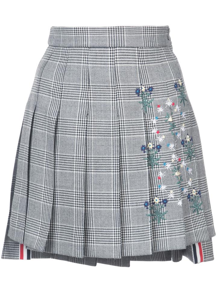 Thom Browne Dropped Back Mini Pleated Skirt With Floral Wallpaper