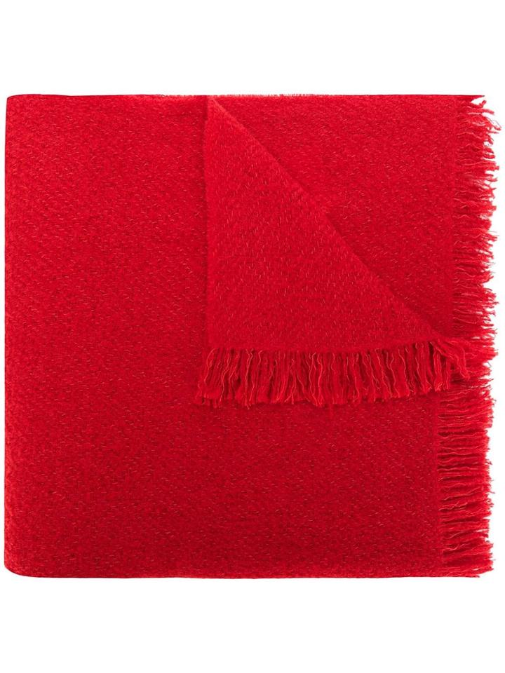Rick Owens Oversized Fringed Scarf - Red