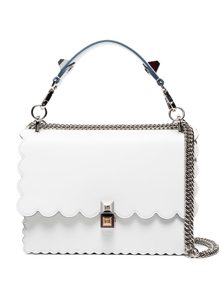 Fendi White Kan I Medium Leather Shoulder Bag