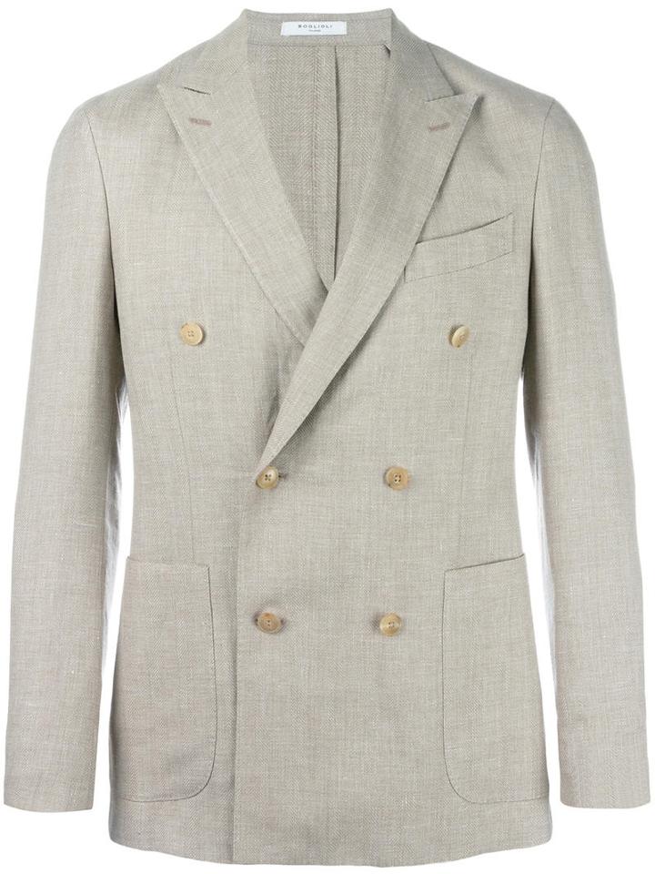 Boglioli Double Breasted Blazer, Size: 48, Nude/neutrals, Linen/flax/virgin Wool/acetate/cupro