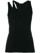 Helmut Lang - Cut Out Strap Vest - Women - Polyester/viscose - M, Black, Polyester/viscose