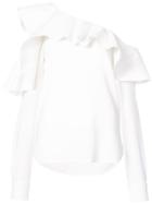 Oscar De La Renta One-shoulder Ruffled Blouse - White