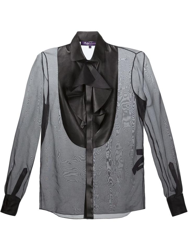 Ralph Lauren Black Sheer Bib Blouse