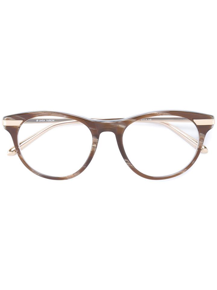 Linda Farrow Round Frame Glasses, Grey, Acetate/metal