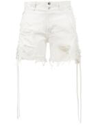 Faith Connexion Distressed Shorts With Lace-up Sides - White