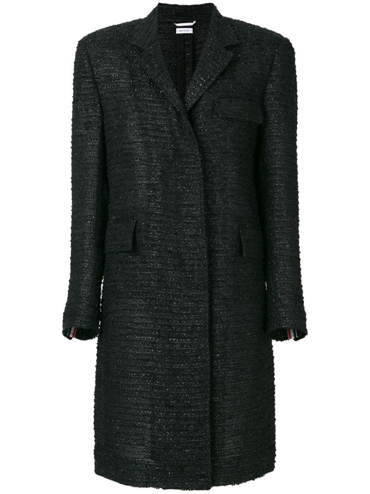 Thom Browne Eyelash Tweed Chesterfield Dress - Black