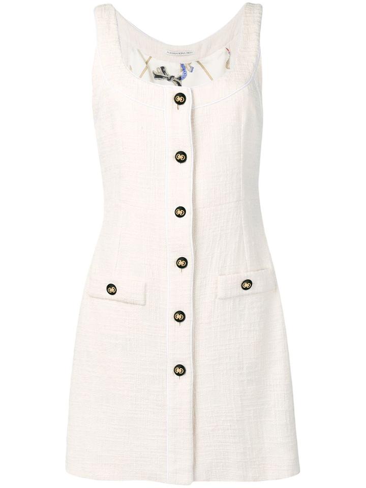 Alessandra Rich Sleeveless Tweed Dress - White