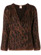 Nude Furry Leopard Print Jacket - Brown