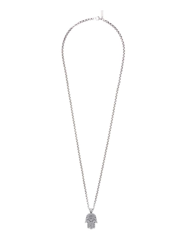 Nialaya Jewelry Hamsa Hand Necklace - Grey